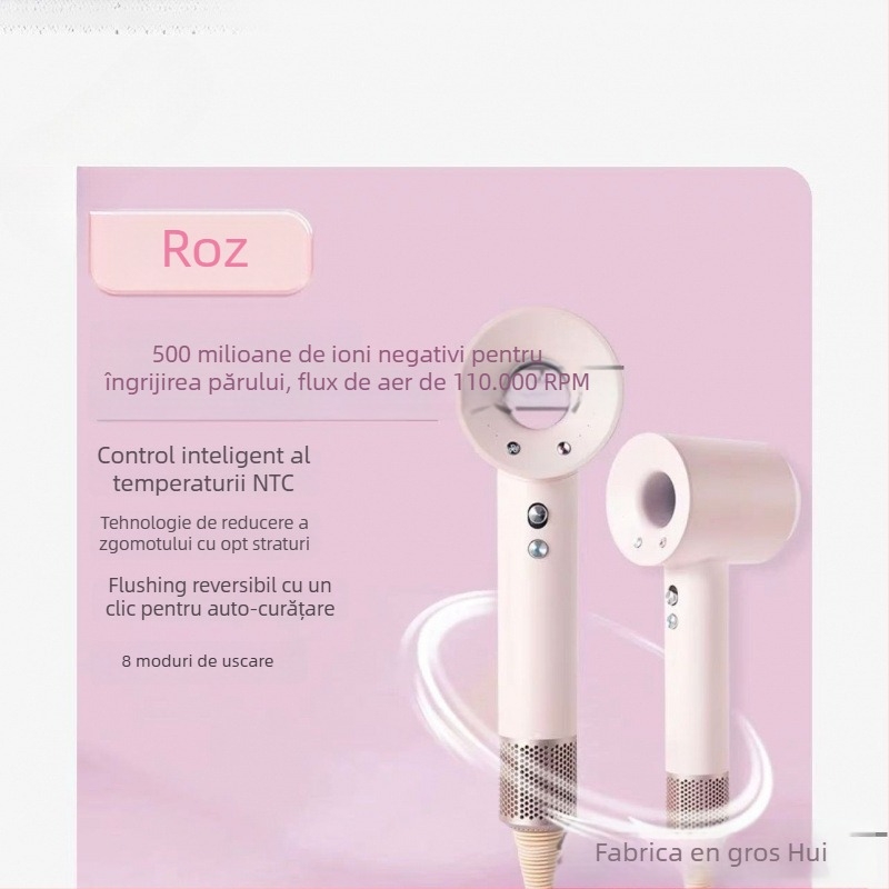 Uscător de păr Lefen 1600W, motor fără perii, ioni negativ pentru îngrijirea părului, 220V, 4 trepte de viteză, zgomot 60–70 dB, uscare rapidă