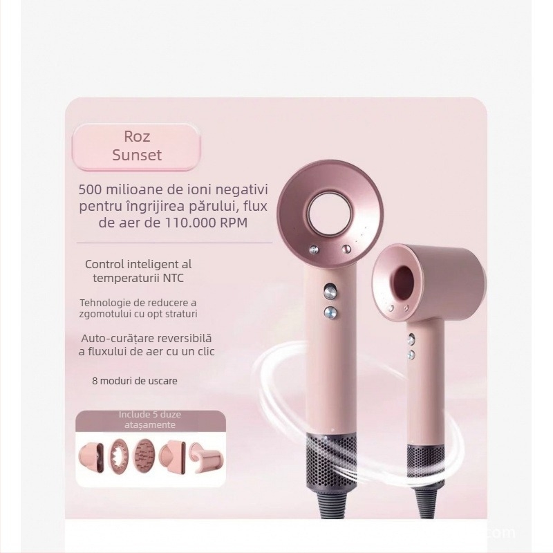 Uscător de păr Lefen 1600W, motor fără perii, ioni negativ pentru îngrijirea părului, 220V, 4 trepte de viteză, zgomot 60–70 dB, uscare rapidă