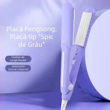 Ondulator/placă de păr 2 în 1 pentru breton, tambur 21–30 mm, turmalin ceramic, compact și portabil