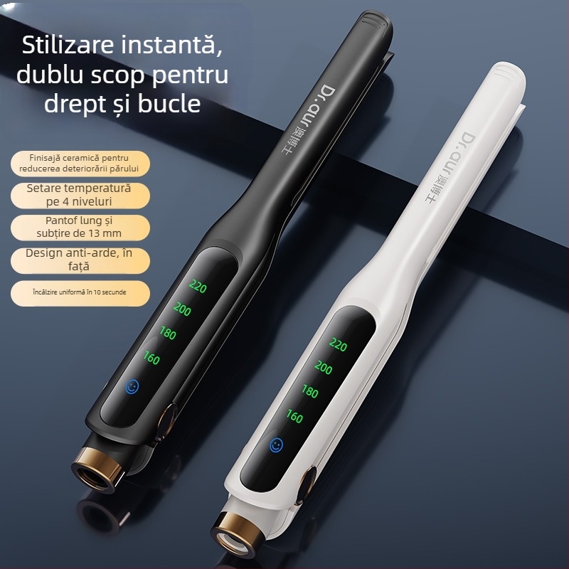 Zino placă duală pentru îndreptat și ondulat, cu cilindru ceramic 21–30 mm, alimentare 220V, 20W, 4 trepte de temperatură, potrivit pentru păr ud și uscat