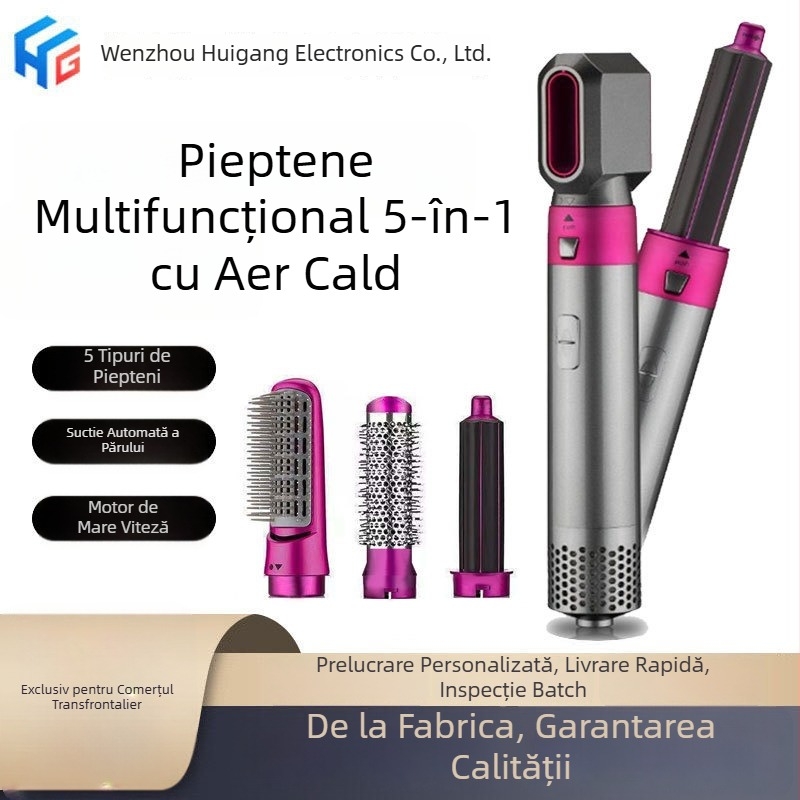Perie de păr cu aer cald 5‑în‑1, ioni negativ, bucle în valuri, motor AC 750W, 110V, 3 trepte, protecție la supraîncălzire