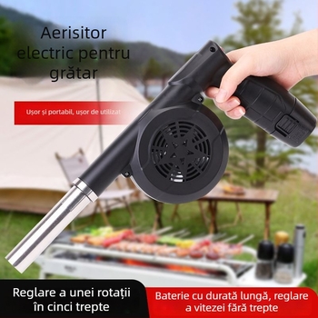 Ventilator pentru grătar exterior, 21V, reîncărcabil, wireless, montat în mașină, aprinderea focului