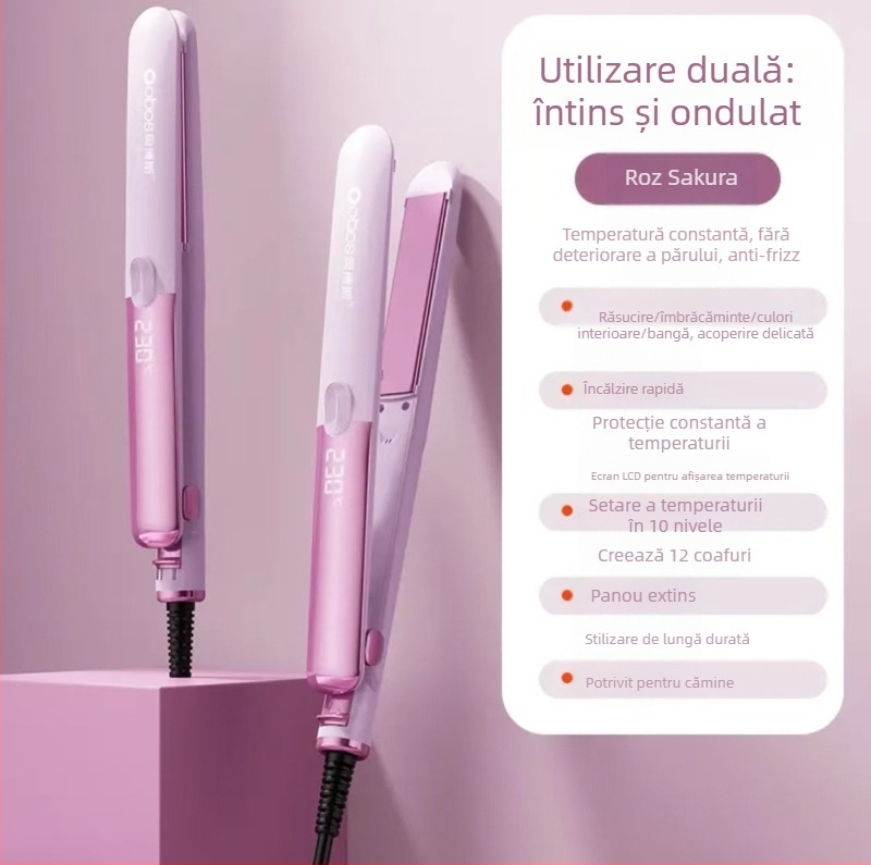 Fier de păr multifuncțional pentru îndreptare și onduleuri, tambur de 16–20 mm, utilizare umedă și uscată, 40W, 110–220V, 10 niveluri de temperatură