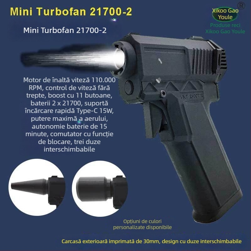 Ventilator portabil Turbo Jet cu motor brushless, 180 W, aer rece, reglare fără trepte a vitezei, protecție la supraîncălzire