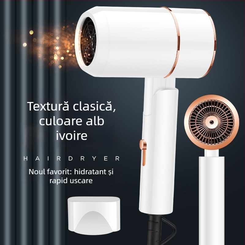 Uscător de păr pentru uz casnic, cu flux de aer puternic și lumină albastră — 1200W, 220V, 3 viteze, protecție la supraîncălzire