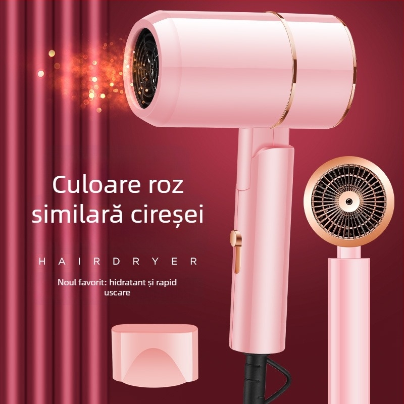 Uscător de păr pentru uz casnic, cu flux de aer puternic și lumină albastră — 1200W, 220V, 3 viteze, protecție la supraîncălzire