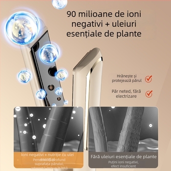 Pieptene ceramic ionic pentru păr, temperatură constantă, îndreptare și buclă, pentru salon și uz casnic