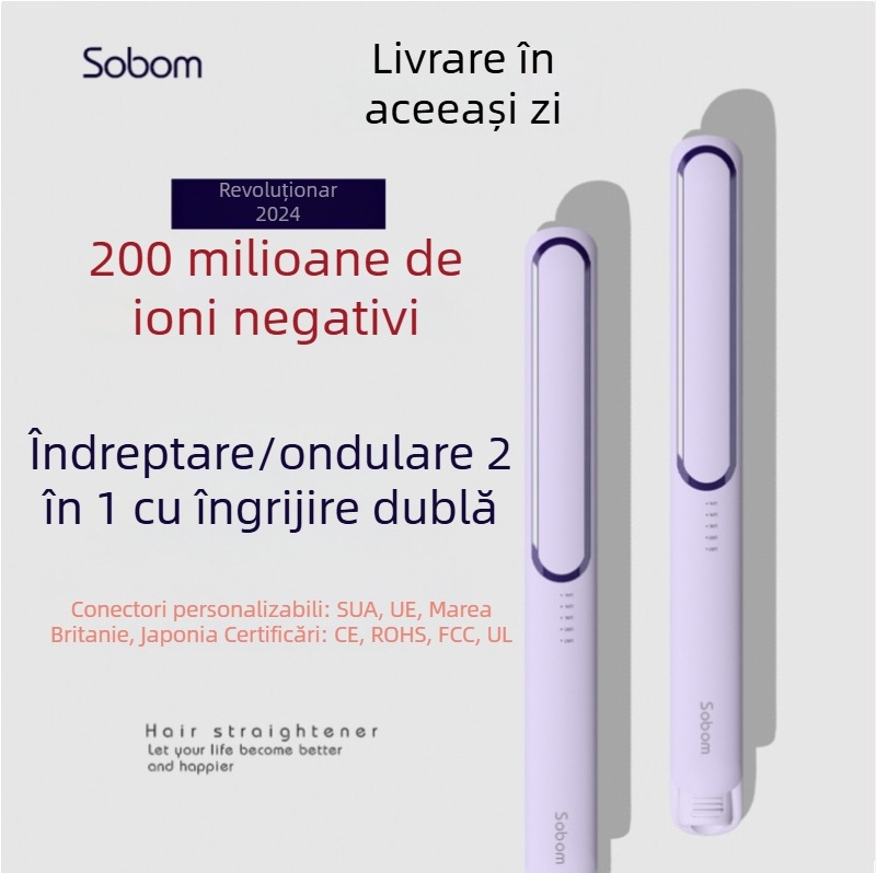 Pieptene ceramic ionic pentru păr, temperatură constantă, îndreptare și buclă, pentru salon și uz casnic