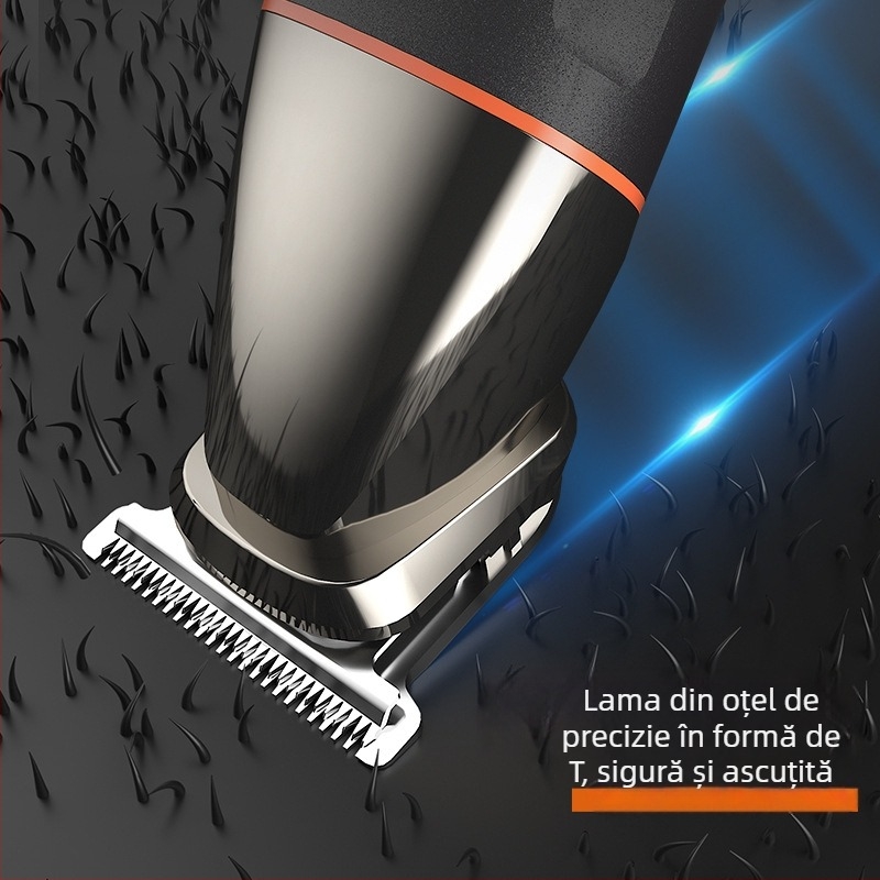 LK-881 Magnetică Tuns Păr cu Afișaj Digital – 6 în 1, Reîncărcabil, Rezistent la Apă, Motor cu Perii