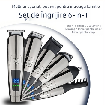 Mașină de tuns electrică, reîncărcabilă, rezistentă la apă, lamă din oțel inoxidabil, baterie încorporată 1200–2000mAh, autonomie 1–3 h