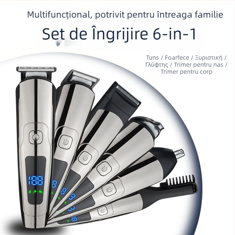 Mașină de tuns electrică, reîncărcabilă, rezistentă la apă, lamă din oțel inoxidabil, baterie încorporată 1200–2000mAh, autonomie 1–3 h