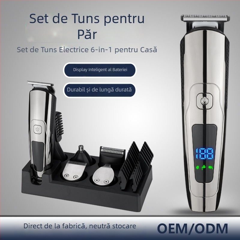 Mașină de tuns electrică, reîncărcabilă, rezistentă la apă, lamă din oțel inoxidabil, baterie încorporată 1200–2000mAh, autonomie 1–3 h