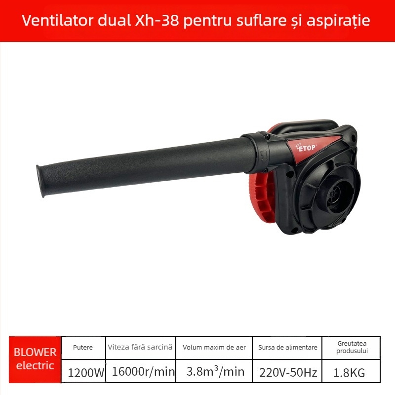 ETOP Suflator de praf puternic pentru curățarea calculatoarelor, 220V, flux de aer puternic
