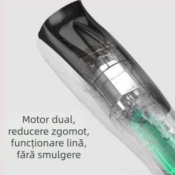 Mașină de tuns păr cu aspirație silențioasă, reîncărcabilă, impermeabilă, motor brushless și lame ceramice