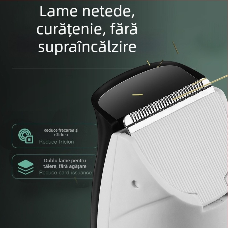 Mașină de tuns păr cu aspirație silențioasă, reîncărcabilă, impermeabilă, motor brushless și lame ceramice