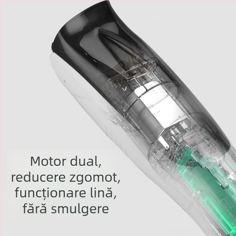 Mașină de tuns păr cu aspirație silențioasă, reîncărcabilă, impermeabilă, motor brushless și lame ceramice