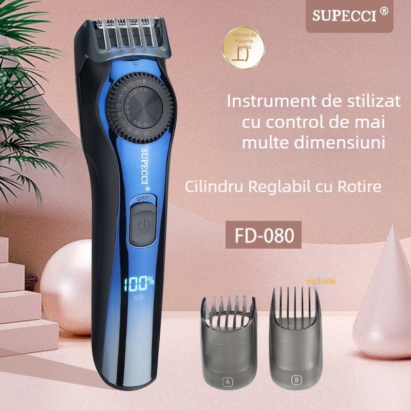 Feipeng Mașină profesională de tuns cu lamă ceramică, alimentare duală (încărcare/priză), rezistentă la apă
