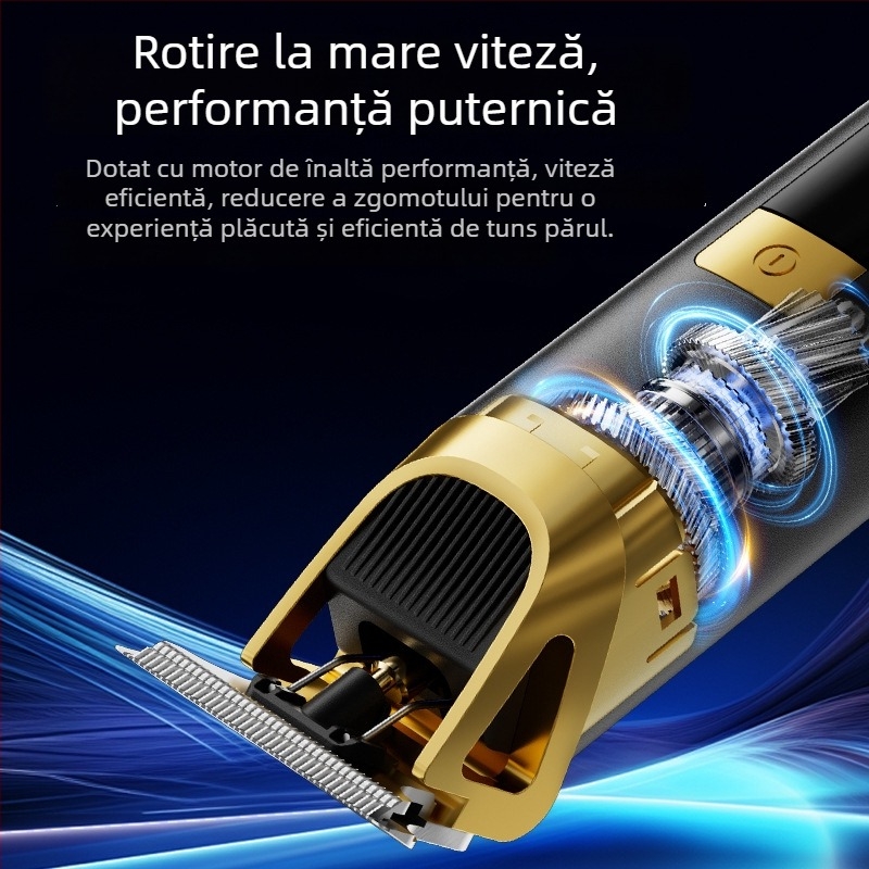 Trimmer electric pentru păr pentru uz casnic - încărcare USB, afișaj LED, baterie încorporată 1200-2000 mAh, lame din oțel inoxidabil, rezistent la apă