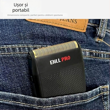 Bill 400 Mini Razor — Încărcabil, Motor cu perii, Cap de tăiere din aliaj titan, Baterie 1000–1200mAh, Rezistent la apă
