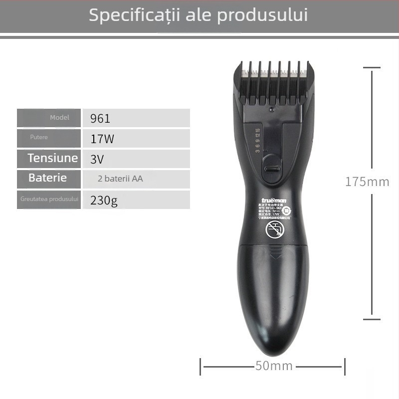 Real Man maşină de tuns păr, utilizare universală, lamă din oțel inoxidabil, fără spălare