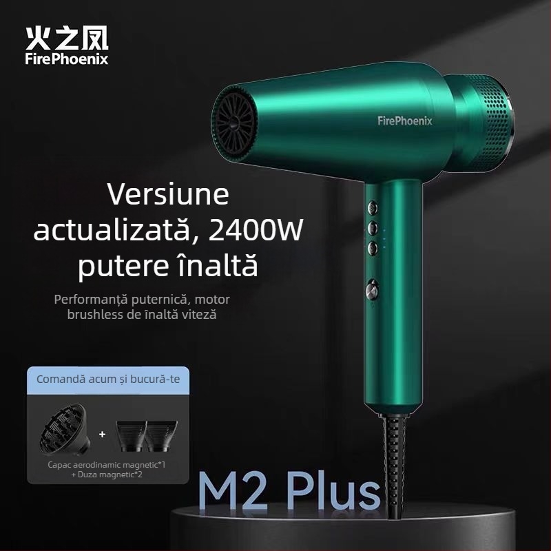 Fire Phoenix uscător de păr profesional pentru salon, motor fără perii, 2000W, 220V, control temperatură rece/cald, ioni negativi