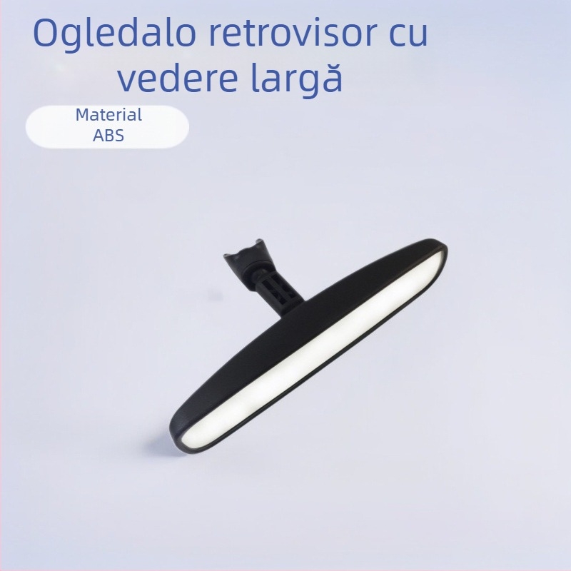 Haijixing 9796 Oglindă interioară pentru mașină, plată, carcasă ABS; structură ABS+sticlă+tub aluminiu; unghi reglabil 98%
