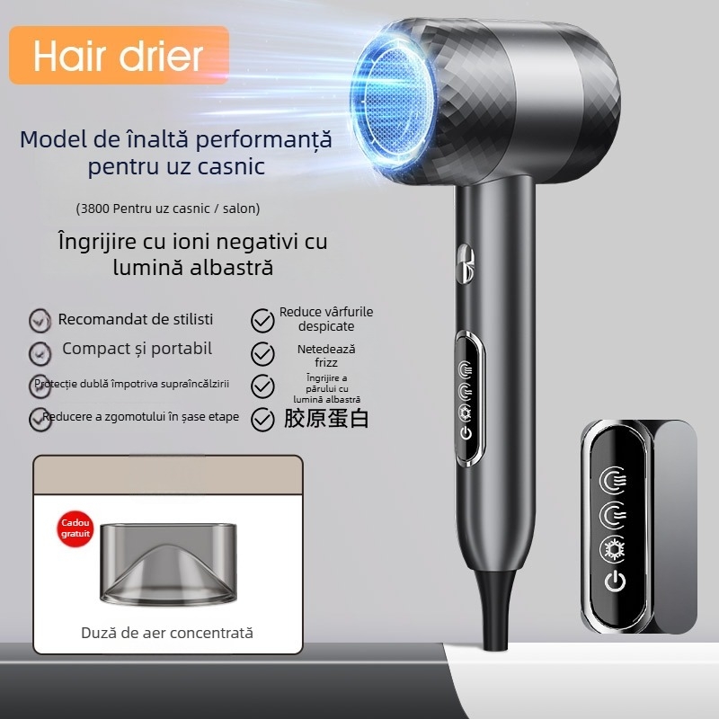 Uscător de păr LD-1201, 1200W motor cu perii, aer cal, 3 trepte de viteză, 220V