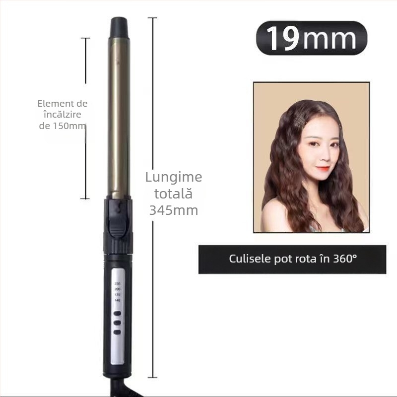 Ondulator rotativ profesional pentru studio, tambur mare de 31 mm sau mai mare, 3‑în‑1 uscare/ondulare/netezire; încălzitor ceramic turmalin; reglaj temperatură