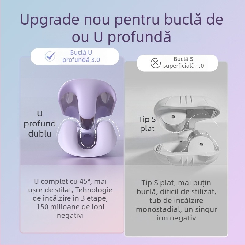 Ondulator cu design profund U, tambur în formă de ou, încălzitor turmalin-ceramic, 100W, 220V