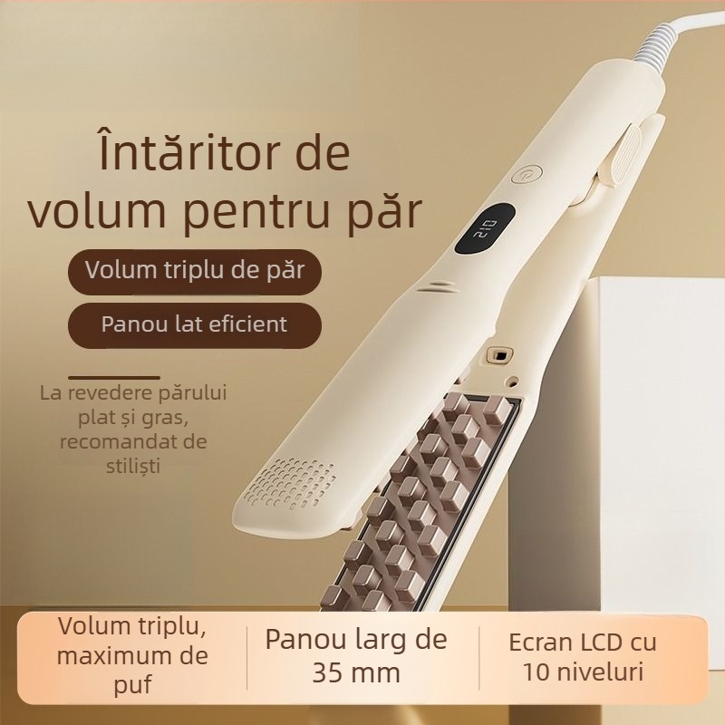 Ustensilă de styling păr 3 în 1 pentru păr uscat, creț și drept, cu cilindru din turmalină ceramică, diametru 31 mm sau mai mare, alimentare fără fir cu baterie litiu