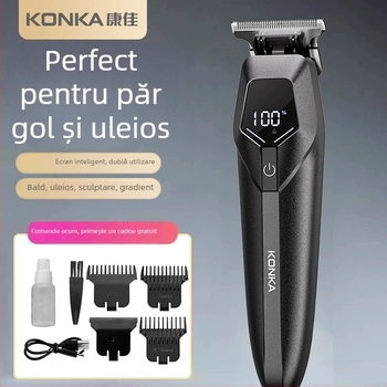 Konka aparat de tuns păr pentru uz casnic, reîncărcabil, lame din oțel inoxidabil, baterie încorporată, autonomie 1–3 ore, funcționare silențioasă sub 36 dB