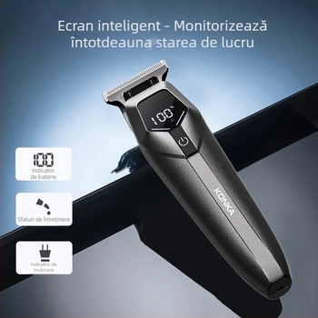 Konka aparat de tuns păr pentru uz casnic, reîncărcabil, lame din oțel inoxidabil, baterie încorporată, autonomie 1–3 ore, funcționare silențioasă sub 36 dB