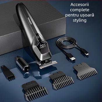 Konka aparat de tuns păr pentru uz casnic, reîncărcabil, lame din oțel inoxidabil, baterie încorporată, autonomie 1–3 ore, funcționare silențioasă sub 36 dB