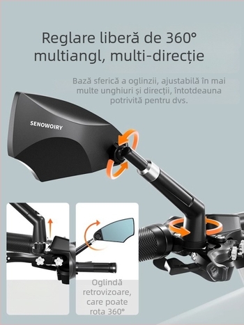 Oglindă retrovizoare pentru biciclete și vehicule electrice ușoare — ABS și sticlă, 1 pereche cu unelte gratuite, brand Senowoiry/Tian Rui