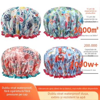 Căciulă de duș pentru adulți, dublu strat Satin-PEVA, stil pastoral, 40 g