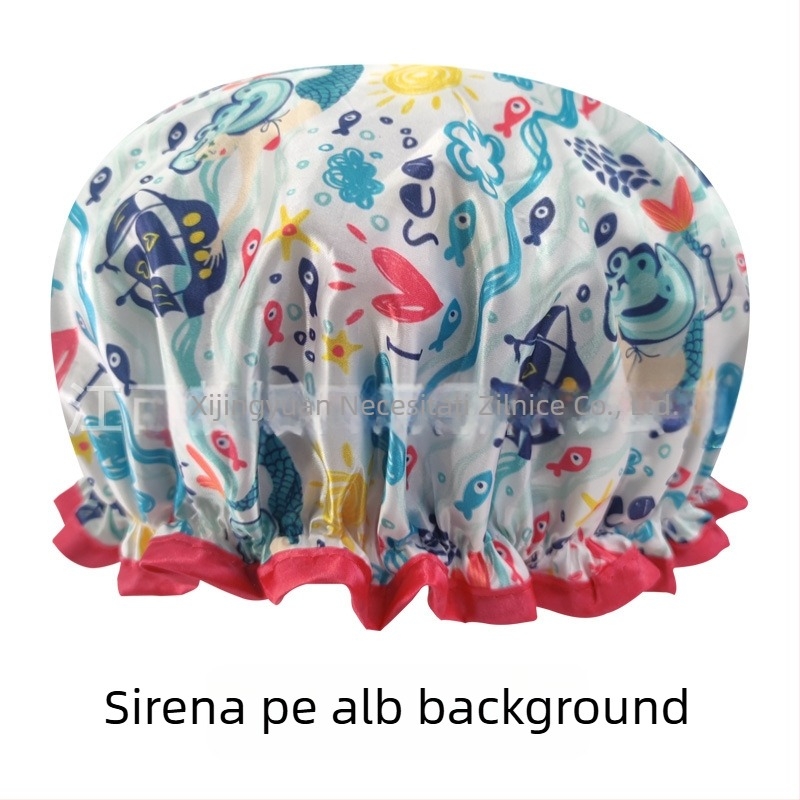 Căciulă de duș pentru adulți, dublu strat Satin-PEVA, stil pastoral, 40 g