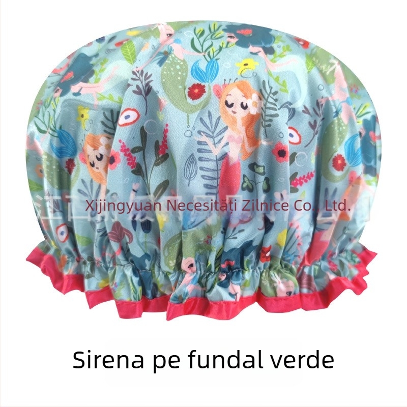 Căciulă de duș pentru adulți, dublu strat Satin-PEVA, stil pastoral, 40 g