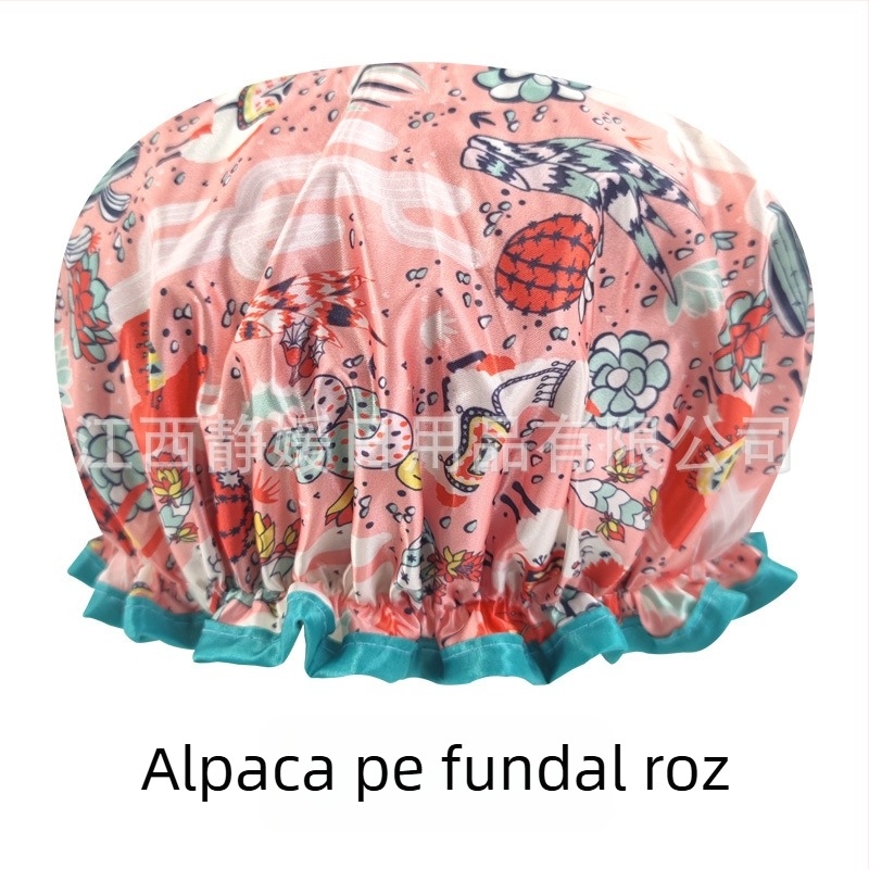 Căciulă de duș pentru adulți, dublu strat Satin-PEVA, stil pastoral, 40 g