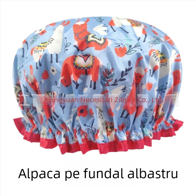 Căciulă de duș pentru adulți, dublu strat Satin-PEVA, stil pastoral, 40 g