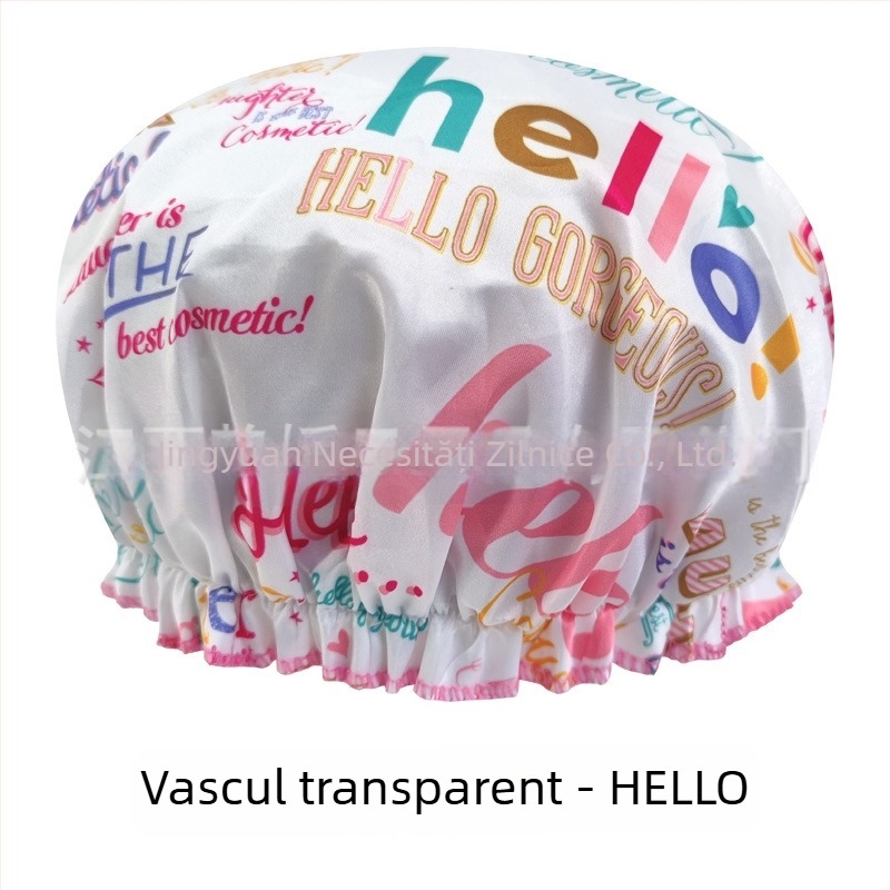 Căciulă de duș pentru adulți, dublu strat Satin-PEVA, stil pastoral, 40 g