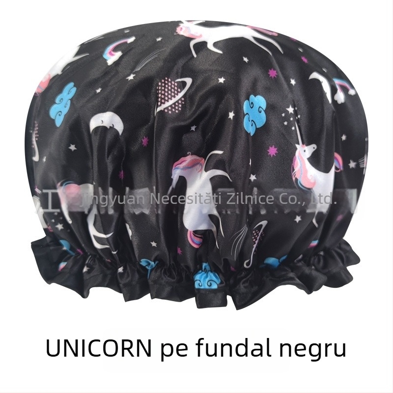 Căciulă de duș pentru adulți, dublu strat Satin-PEVA, stil pastoral, 40 g