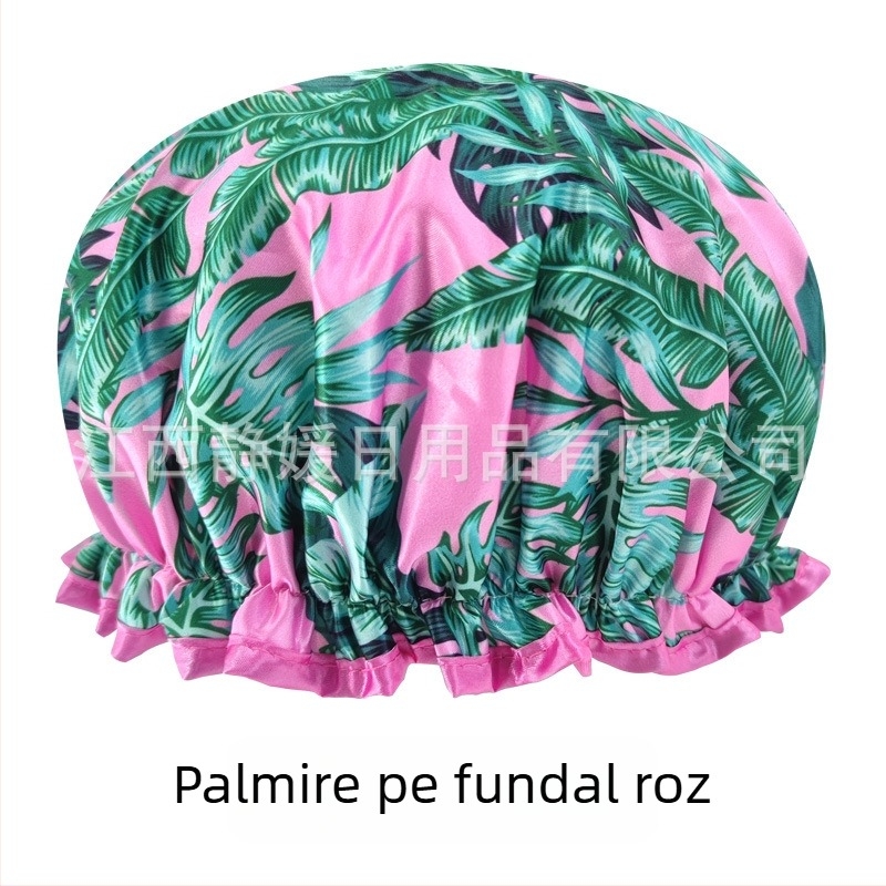 Căciulă de duș pentru adulți, dublu strat Satin-PEVA, stil pastoral, 40 g