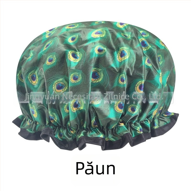 Căciulă de duș pentru adulți, dublu strat Satin-PEVA, stil pastoral, 40 g