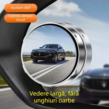 Oglindă retrovizoare mică, rotundă și plată, montaj suction cup, reglaj 360°, universal, sticlă+ABS