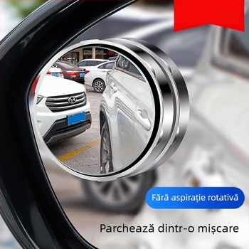 Oglindă retrovizoare mică, rotundă și plată, montaj suction cup, reglaj 360°, universal, sticlă+ABS