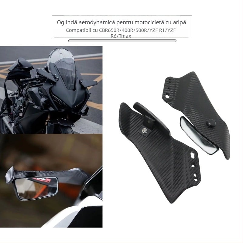 Deflector de vânt pentru oglinda motocicletei — ABS, carcasă turnată prin injecție, oglindă pătrată, compatibil cu CBR650R/400R/500R, YZF-R1M/R6/Tmax (Model: CBR-YZF-TMAX)