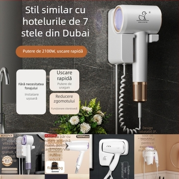 Uscător de păr montat pe perete – 1000W, 220V, aer rece/cald, protecție împotriva supraincălzirii