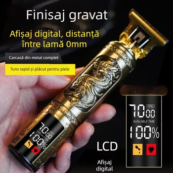 Trimmer electric pentru păr cu motor periat, lame din oțel inoxidabil, cap de lamă detașabil și lavabil, baterie încorporată 1200–2000 mAh, autonomie 1–3 ore