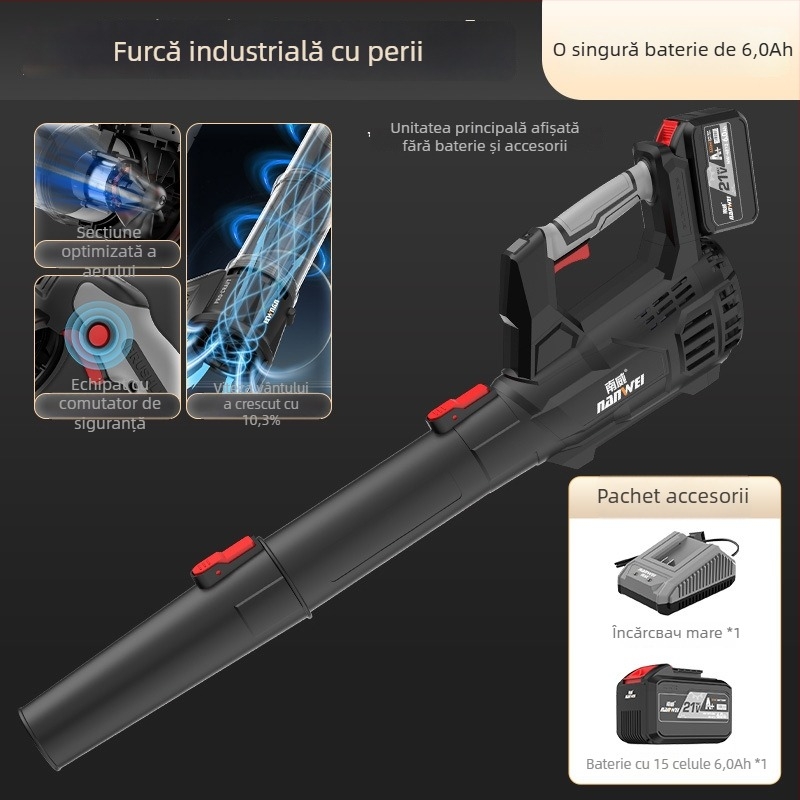 Nanwei suflantă cu baterie litiu, industrială, cu putere mare, certificat 3C, compatibilă AC/DC ≤50V pentru praf, frunze și zăpadă