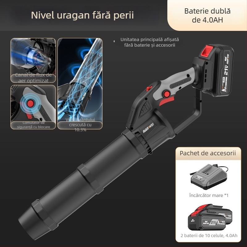Nanwei suflantă cu baterie litiu, industrială, cu putere mare, certificat 3C, compatibilă AC/DC ≤50V pentru praf, frunze și zăpadă